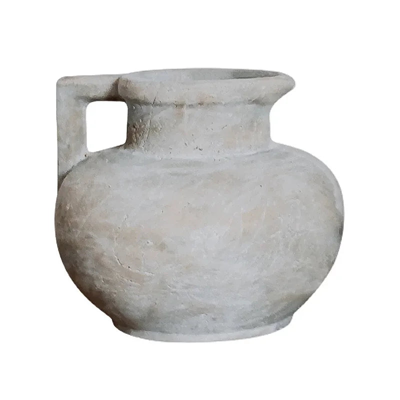 Rustic Farmhouse Terracotta Vase with Handle