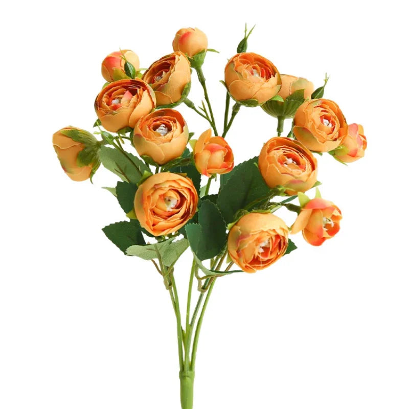 15 Head Camellia Artificial Flowers Living Room Wedding Home Decoration Live Home Decora Flower Arrangement