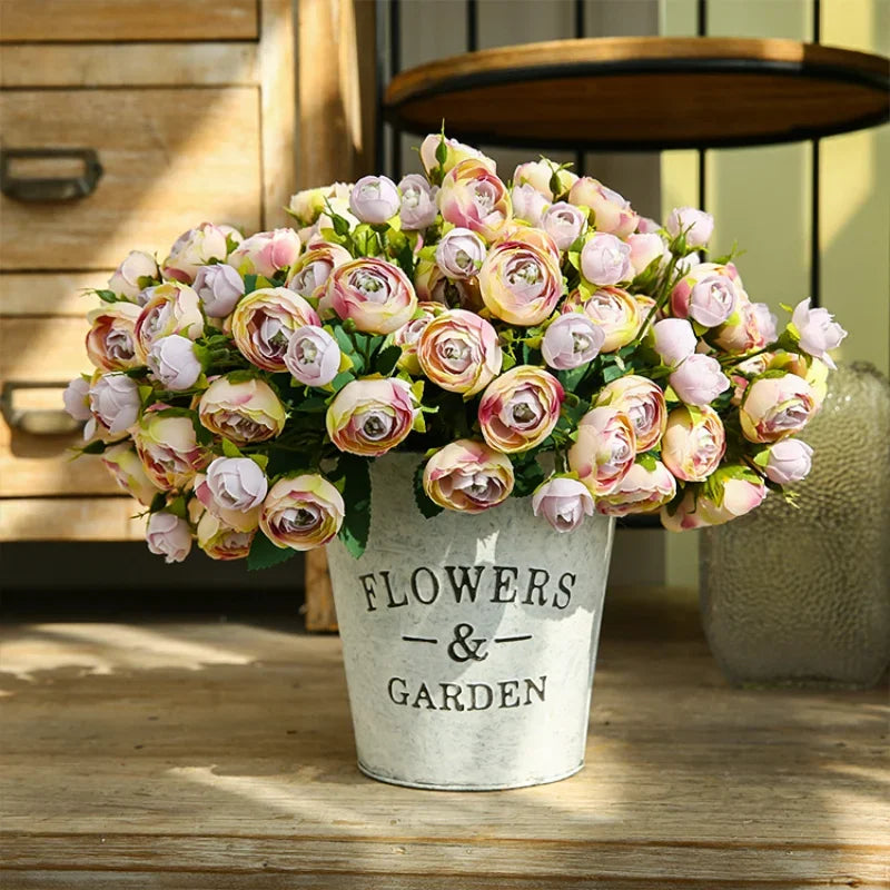 15 Head Camellia Artificial Flowers Living Room Wedding Home Decoration Live Home Decora Flower Arrangement