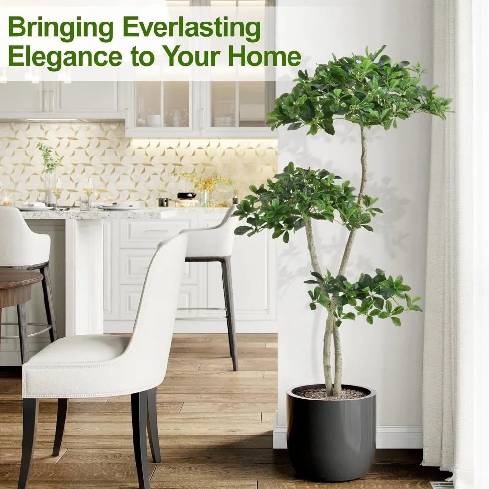 5ft Tall Artificial Black Olive Tree, Tall Fake Plants, Faux Olive Tree with 2 Poles for Living Room Office Garden Decor