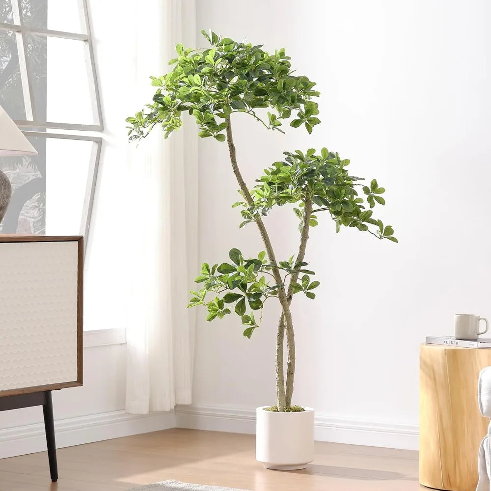 5ft Tall Artificial Black Olive Tree, Tall Fake Plants, Faux Olive Tree with 2 Poles for Living Room Office Garden Decor