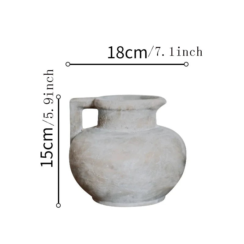 Rustic Farmhouse Terracotta Vase with Handle