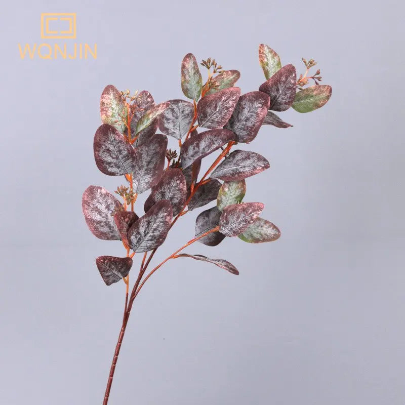 WQNJIN 85cm Artificial Green Plants Eucalyptus Leaf With Fruit Branch DIY Wedding Flower Materials Photo Props Home Decor
